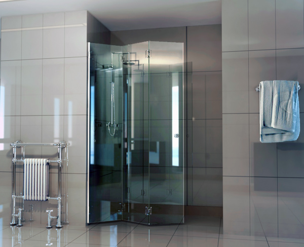 Дверь душевая ALT-1210 стекло прозрачное 120х140 4мм, 3 подвижных стекла, гармошка