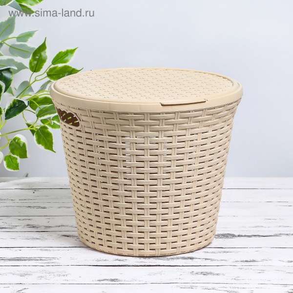 Корзина для белья угловая 50л (39,5*39,5*59,5см) с крышкой, белый 433217516 Econova/Бытпласт