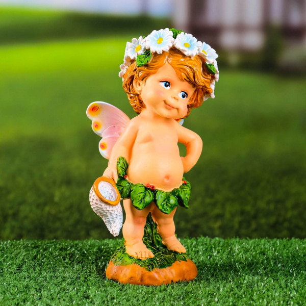 Садовая фигура "Цветочная фея с сачком" 7,5x12x20см /7751174