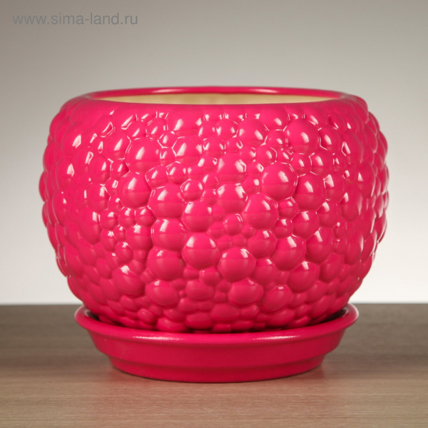 Горшок для цветов "Пузыри" малина 1,4л 2795192