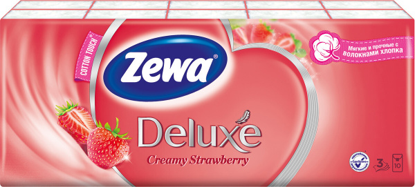 Платочки носовые ЗЕВА ДЕЛЮКС с ароматом Клубники 10шт. /51200