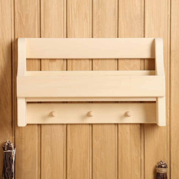 Полка вешалка "Универсальная", 3 крючка, 50×30×12 см /4513378