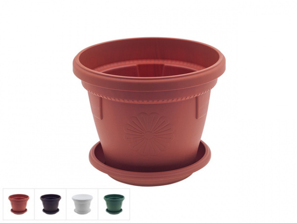 Кашпо с поддоном Gerber (Гербера) d-30 cм, DRINA (цвета в ассортименте) (10186)