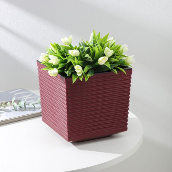 Кашпо со вставкой «Стиль», 3 л, цвет темно-вишневый /9866783