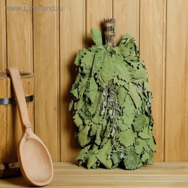 Веник для бани дубовый с мятой, в индивидуальной упаковке /4584055