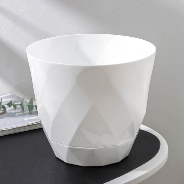 Горшок для цветов с поддоном Laurel, 4,5 л, d=22 см, h=19 см, цвет белый/9073793