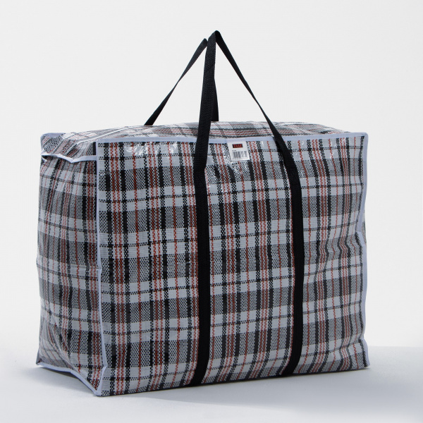 Сумка хозяйственная на молнии, 105 л, цвет белый/чёрный /6999247