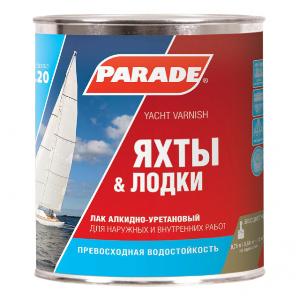 Лак PARADE L20 яхтный полуматовый 0,75л