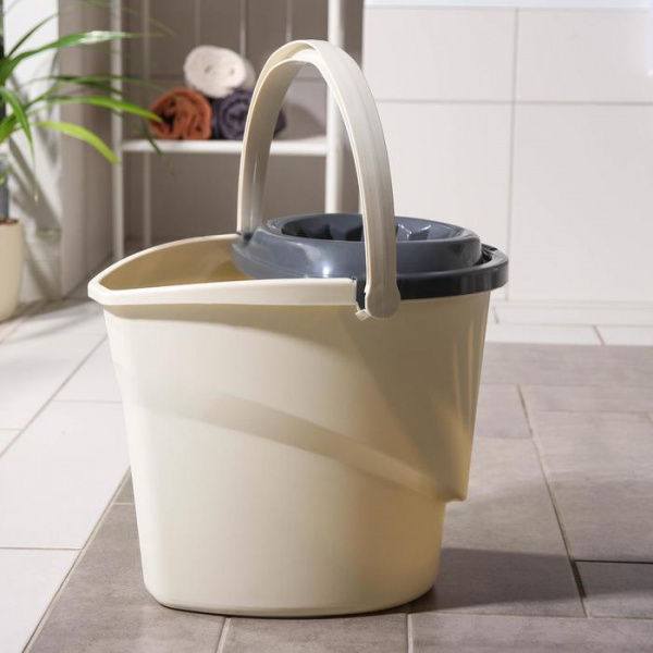 Ведро для мытья пола АКОР EXTRA-Shine 5000, 12 л, с корзиной для отжима швабры /6489470