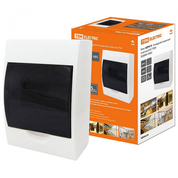 Бокс ЩРН-П-6модулей навесной пластик IP41 TDM (SQ0901-0002)
