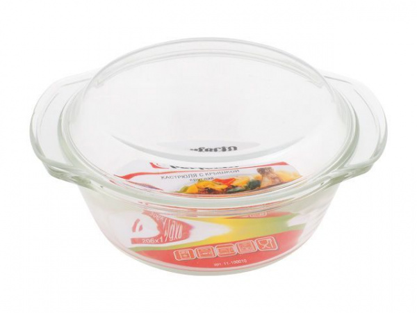 Кастрюля из жаропрочного стекла, 1.0 л, с крышкой, PERFECTO LINEA (11-100020)