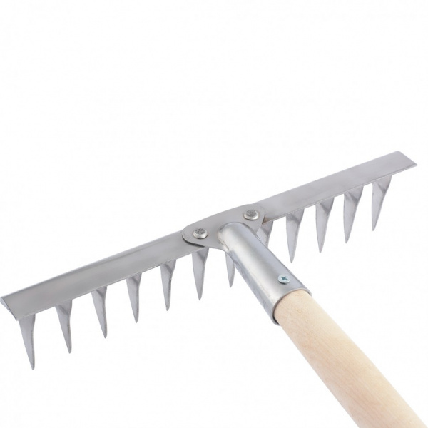 Грабли, нержавеющая сталь, 340 х 1300 мм, 14 витых зубьев, деревянный черенок, Россия, Сибртех/61760