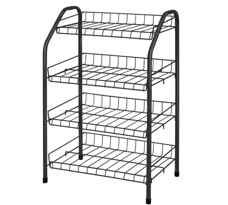 Этажерка для обуви 4-х секционная, 460х280х700 мм, черный, NIKA (ЭТ2/Ч)