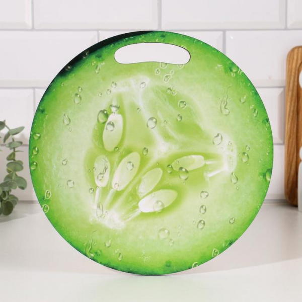 Доска разделочная круглая кухонная "Огурец в разрезе", 26,5 см 7373990