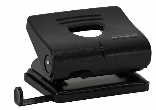 Дырокол INFORMAT «Оптима» до 20 листов, пластик, черный, с линейкой /164346