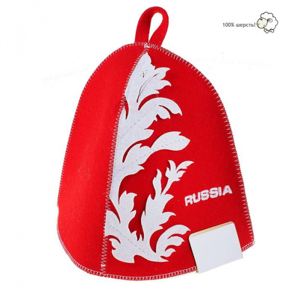 Шапка банная "Russia" красная