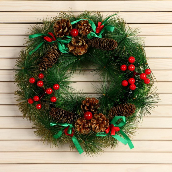 Венок новогодний d-30 см "Лесная тайна" /5036607