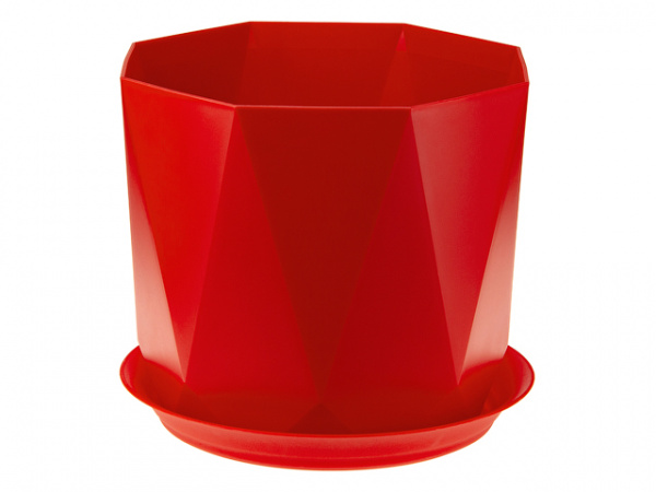 Кашпо ПРИЗМА 4,7 л с поддоном (красный) IDEA (М3139)