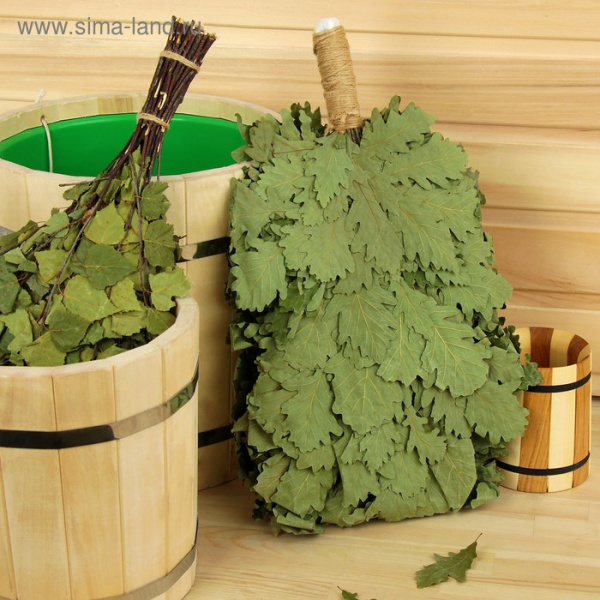 Веник для бани дубовый, 55 см "Элитный" с обмотанной ручкой, объёмный/3749971