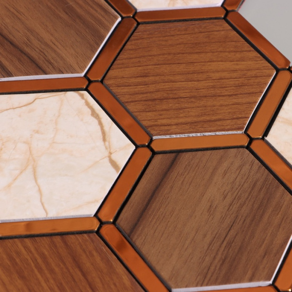 Панель самоклеящаяся ПВХ «Мозаика соты», 300×300 мм, цвет корич. 9933247