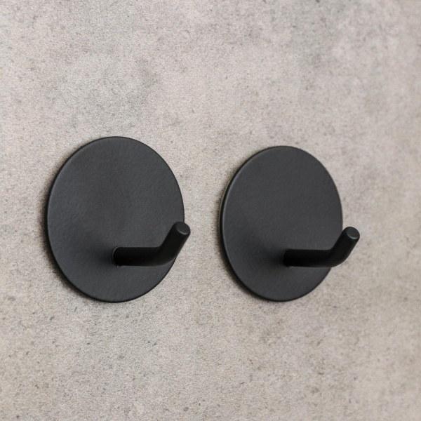 Набор крючков на липучке «Классика. Круг», 2 шт, металл, цв. чёрный /6894908