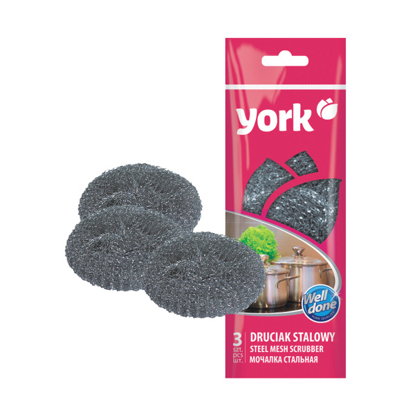 Мочалка "ЙОРК" металлич. из стали 3шт. /0301