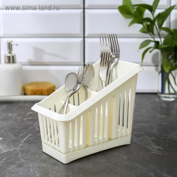 Подставка для столовых приборов Plastic Centre «Лилия», 3 секции, поддон, цвет МИКС /612857