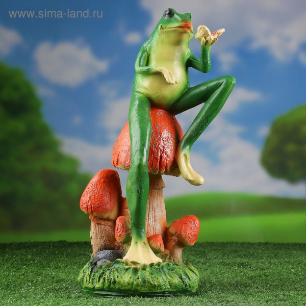 Садовая фигура "Лягушка с бабочкой" 14х14х39см /1134674