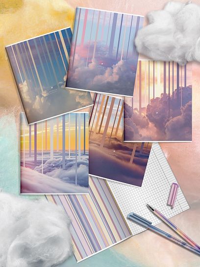 Тетрадь 80 листов, клетка, скрепка, LOREX HANGING CLOUDS А5 /238811