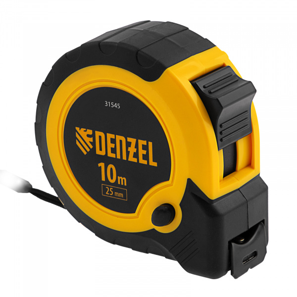 Рулетка 10м х 25мм, двухкомп. корпус, кнопка-пауза// Denzel/31545