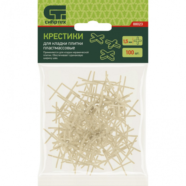 Крестики 1,5 мм, для кладки плитки, 100 шт Сибртех/88023