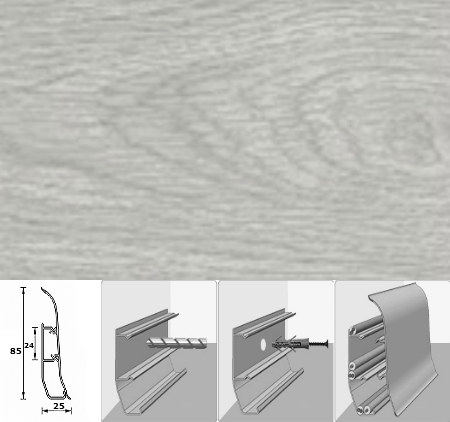 Плинтус ЭЛИТ МАКСИ Дуб серый с кабель каналом 