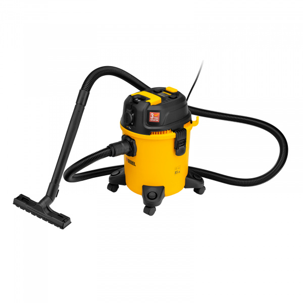Пылесос строительный RVC20, 1400 Вт, бак 20 л, шланг 3 м, розетка с автосинхр. Denzel/28202