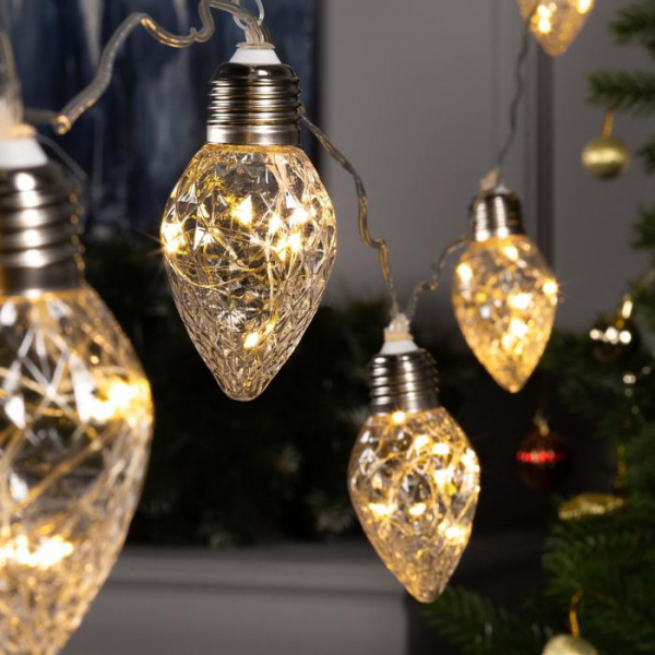 Гирлянда «Нить» 3 м «Лампочки шишки», свечение тёплое белое, 8 режимов, 220 В /6929862