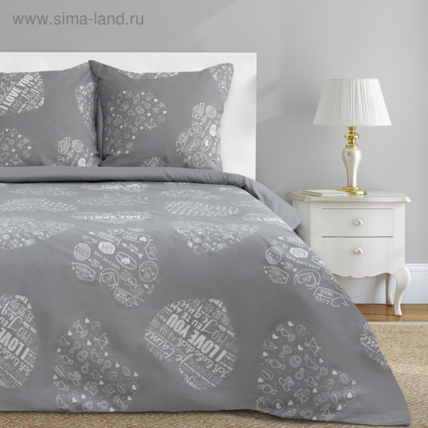 Постельное бельё "Этель" евро Te amo (вид 1) 200 х 217 см, 220 х 240 см, 70 х 70 - 2 шт бязь/3988382
