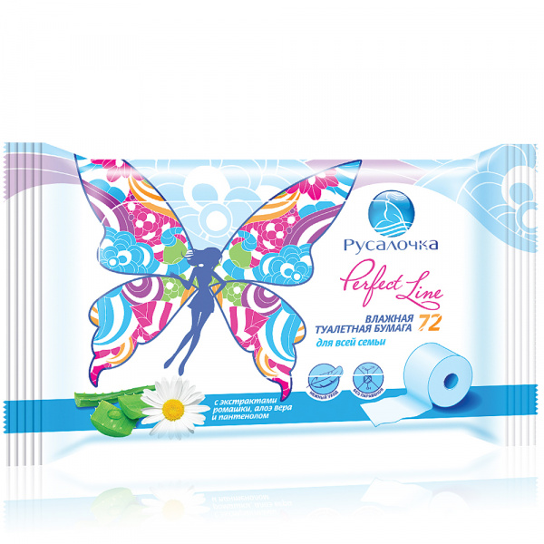 Бумага туалетная влажная Perfect Line для всей семьи 72 шт.