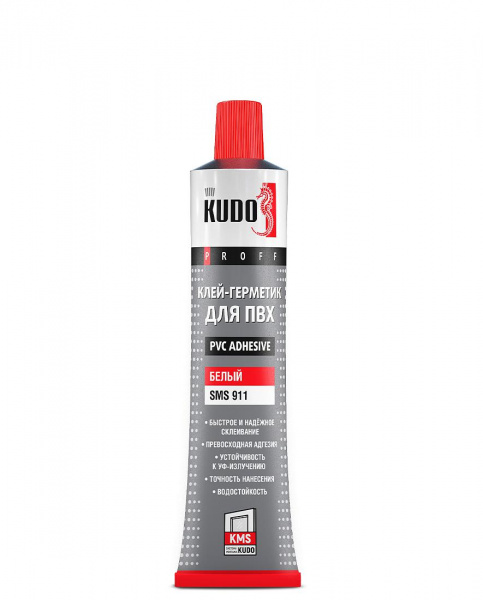 Клей-герметик для ПВХ KUDO PROFF SMS-911, белый, 180 мл