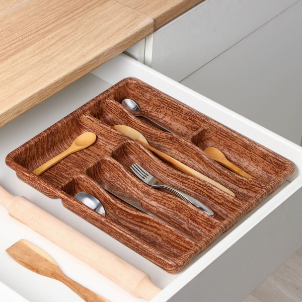 Лоток для столовых приборов «Вуди», 36×31,5×5 см, 7 отделений/7560322