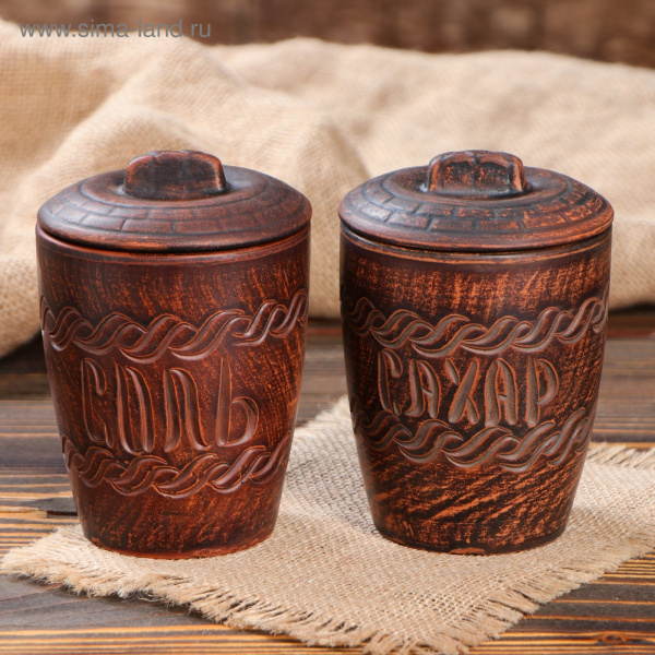 Набор для специй "Соль и сахар", 250 мл, красная глина, микс/4668681