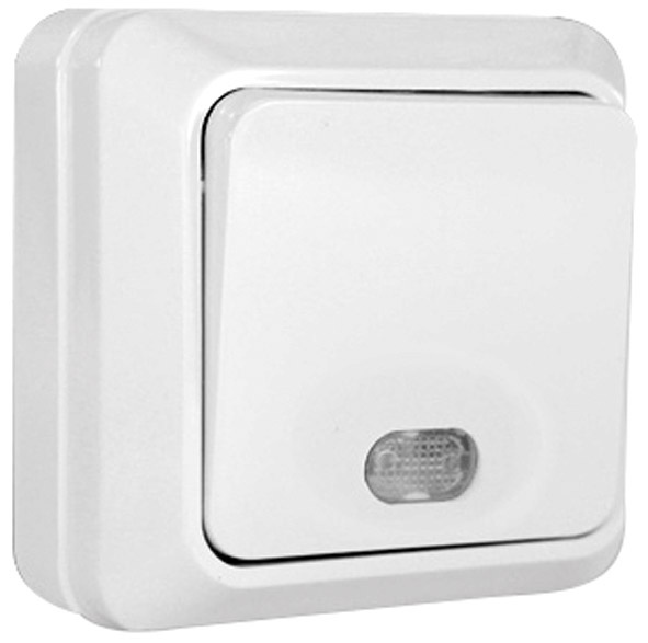 Выключатель 1кл. б/подсветки  открытая установка "Олимп" 84100