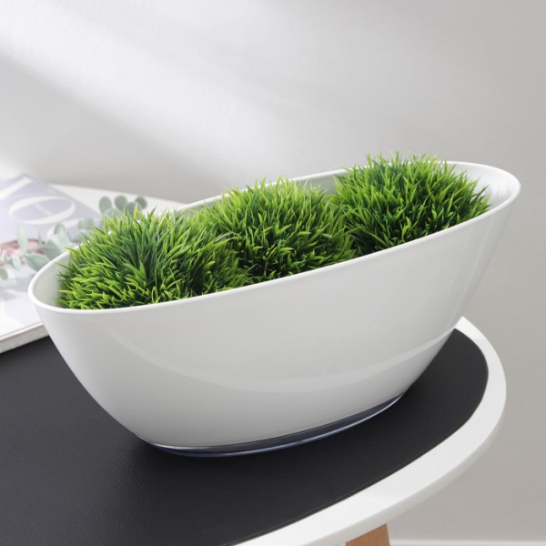 Горшок с поддоном «Лодочка», 3 л, цвет белый/1328274