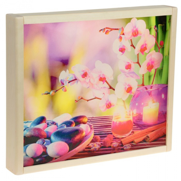 Абажур деревянный "Свечи" с УФ печатью 35х30х5см/3581413