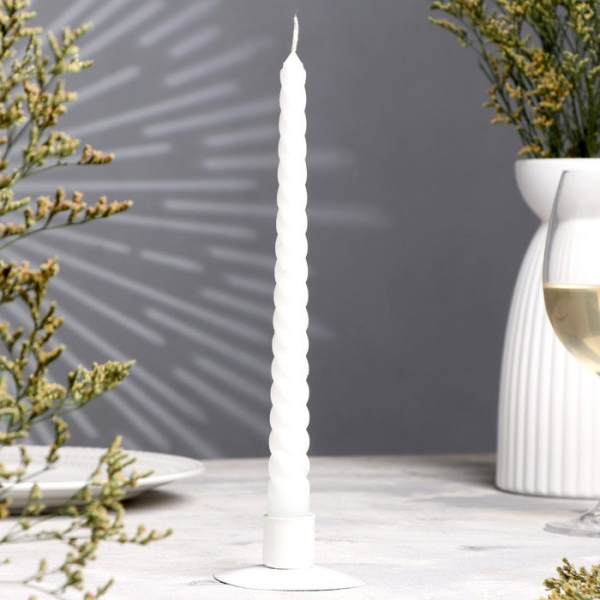 Свеча витая, 2,2х 25 см, белая, "Богатство Аромата" /9271291