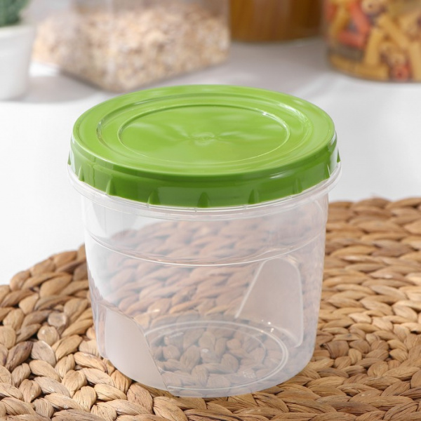 Банка для хранения продуктов, 1 л, пластик, прозрачная, крышка МИКС /2411573