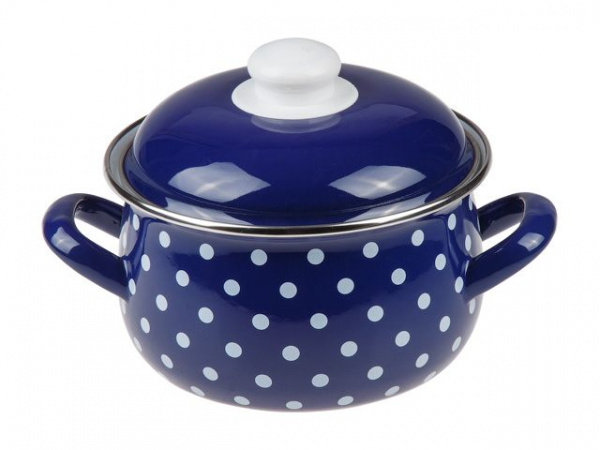 Кастрюля стальная эмалированная, 3.8 л, серия Горошек, PERFECTO LINEA