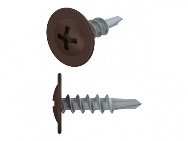 Саморез 4.2х16 мм с прессшайбой, цинк, со сверлом, RAL 8017 (150 шт) цвет шок. SMP1-28892-150