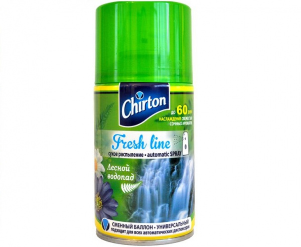 Сменный баллон CHIRTON ФРЕШ ЛАЙН Лесной Водопад, для автоматических освежителей, 250 мл