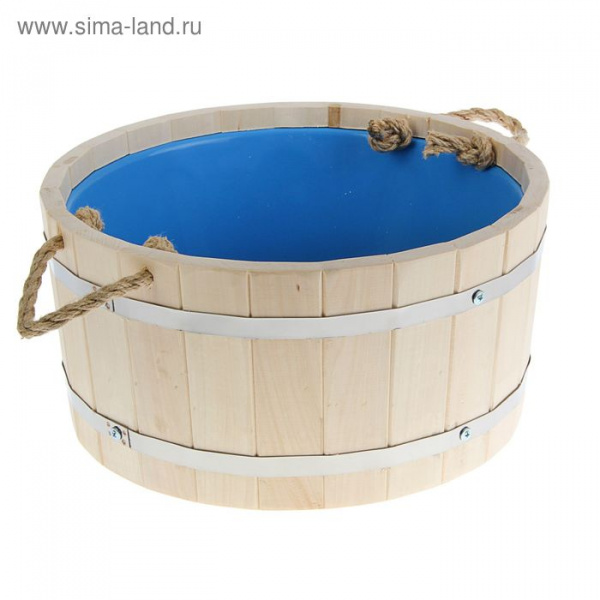 Шайка из липы круглая, 20л нержавеющий обруч, "Добропаровъ" /2496677