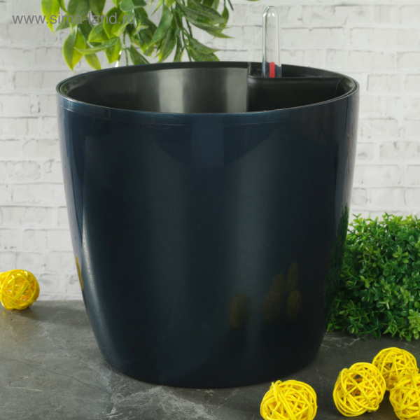 Горшок с автополивом "Комфорт" 3,5 л синий перламутр 1442637