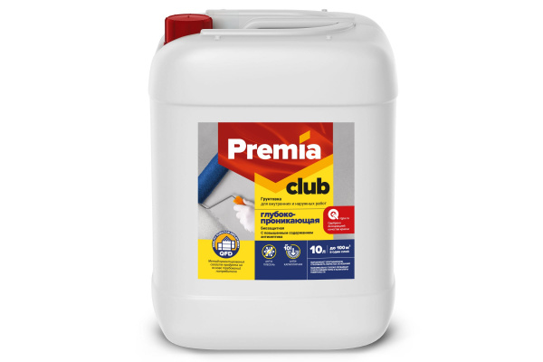 Грунтовка PREMIA CLUB глубокопроникающая для внутрених работ, канистра 10 л